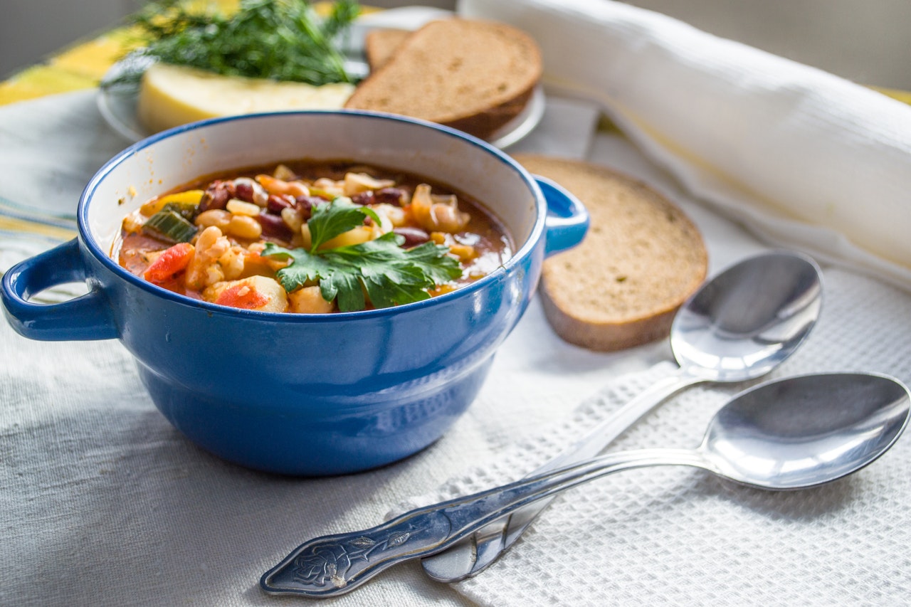 a bowl of veggie soup