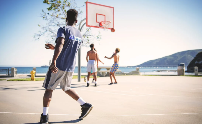 playing basketball